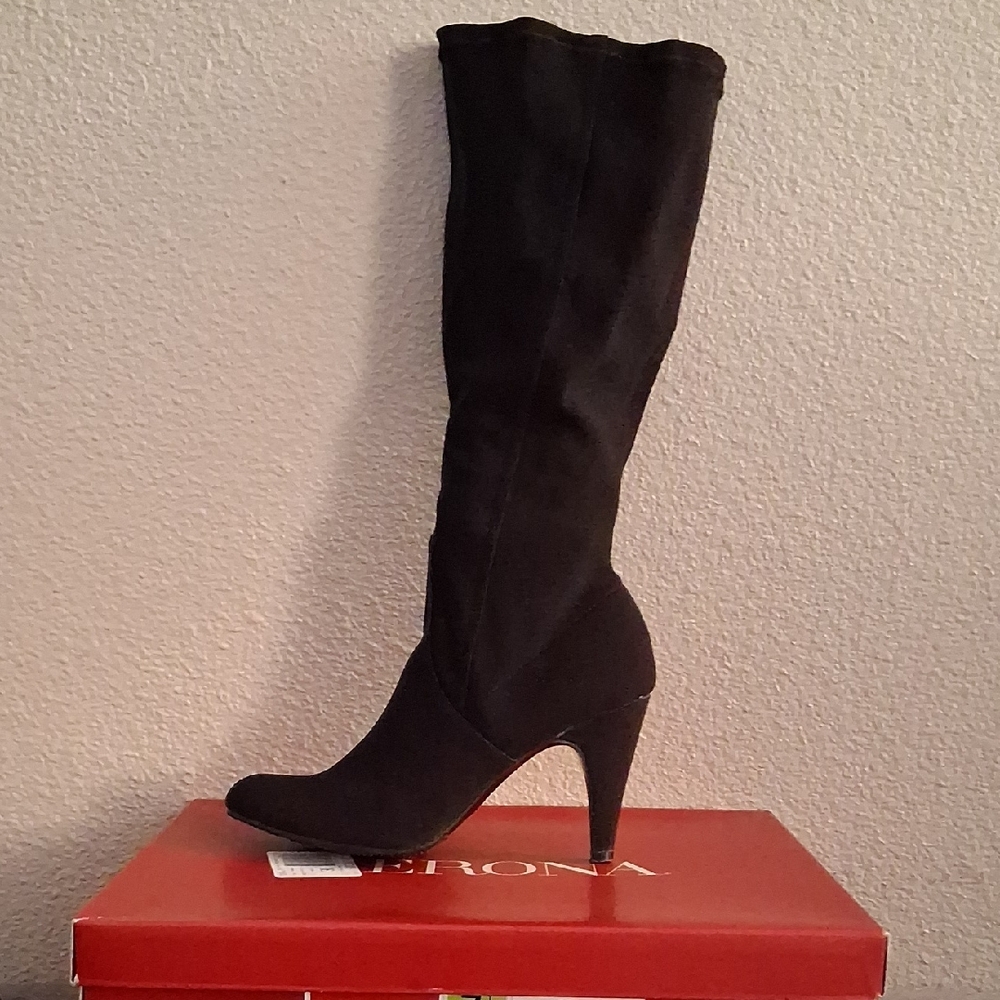 Merona Kalianne Women's Black Knee-High All-season High Heel Boots Sz 7.5M
